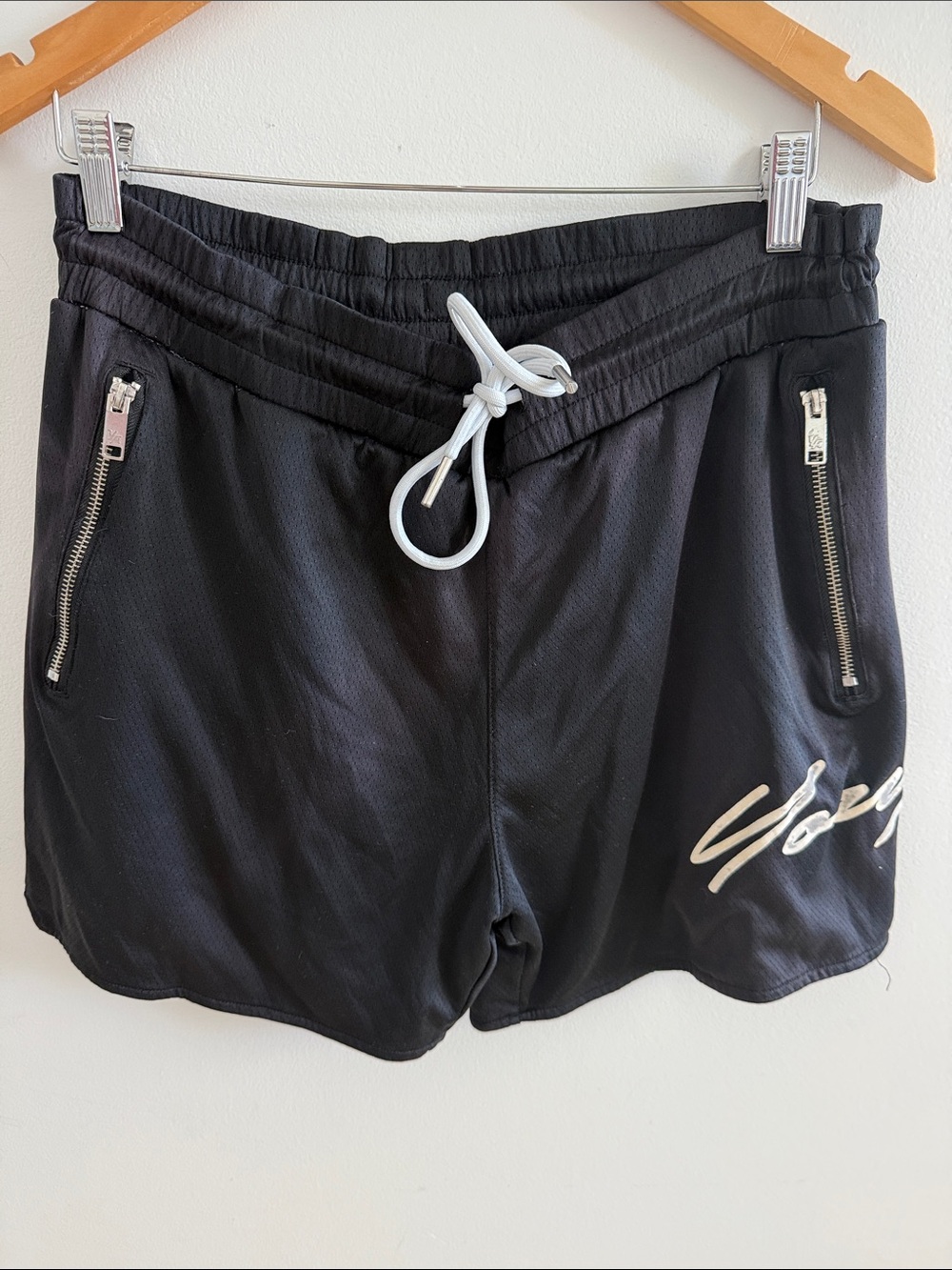 YoungLA Black Athletic Shorts with White Drawstring